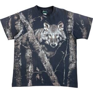 Radical Nature Vintage 90’s AOP Lone Wolf Forest T-shirt